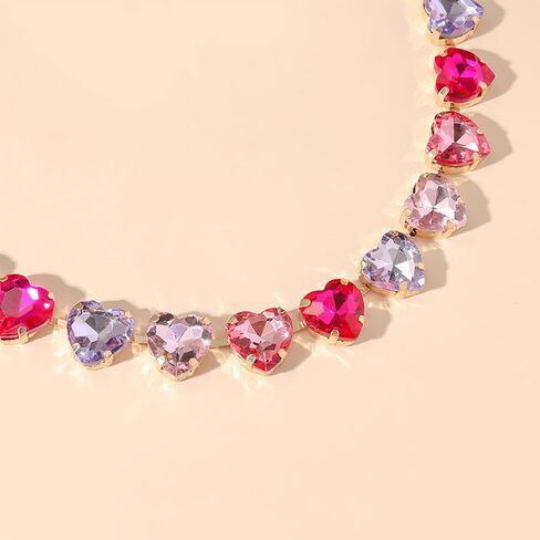 Denifery Rhinestone Heart Choker Necklace Jewelry Sparkly Crystal Heart Neck Chain Heart Statement Necklace for Women in Saudi Arabia