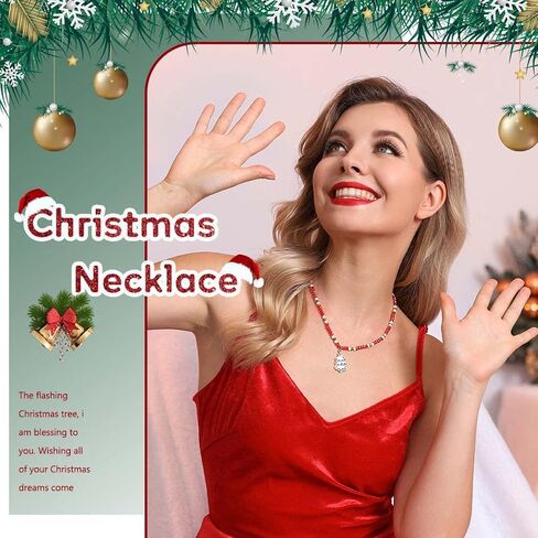 عيد الميلاد مطرز المختنق قلادة شجرة عيد الميلاد الحمراء قلادة القلائد عيد الميلاد اليدوية الخرز سلسلة عنق عطلة مجوهرات احتفالية هدية للنساء in Kuwait