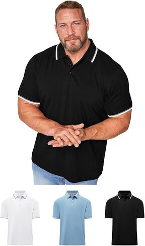 RQP Mens Big and Tall Polo Shirt Golf Shirts Classic Fit Casual Tops Pique Mesh Short Sleeve in Saudi Arabia
