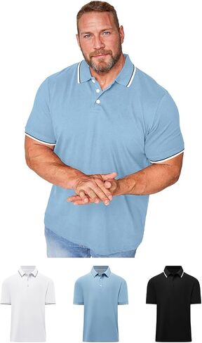 RQP Mens Big and Tall Polo Shirt Golf Shirts Classic Fit Casual Tops Pique Mesh Short Sleeve in Saudi Arabia