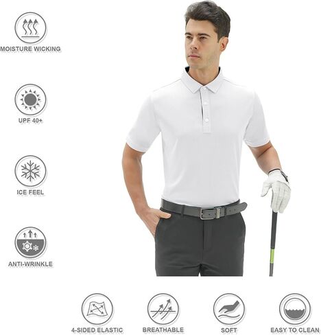 DEOLAX Mens Polo Shirts Dry Fit Mens Golf Polo Shirts Short Sleeve Solid Mens Tactics Polo Shirts Soft Polo Shirts for Men in Saudi Arabia