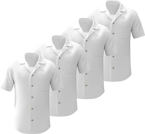 4 Pack - Mens Short Sleeve Button Down Shirts – Wrinkle Free, Muscle Fit, Stylish Casual in Kuwait