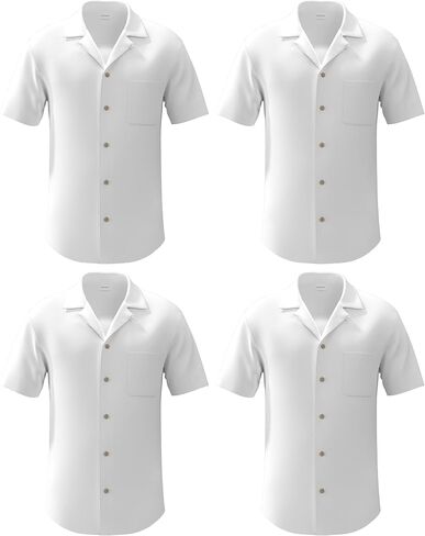 4 Pack - Mens Short Sleeve Button Down Shirts – Wrinkle Free, Muscle Fit, Stylish Casual in Kuwait