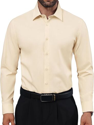 Mens Business Dress Shirt Long Sleeve Button Down Formal Shirt for Men Cotton Slim Fit Shirt for Wedding in Saudi Arabia
