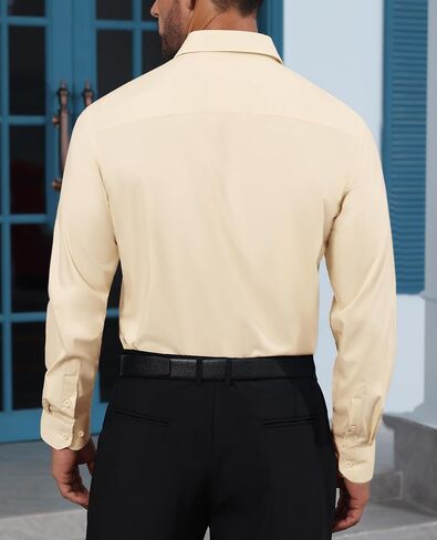 Mens Business Dress Shirt Long Sleeve Button Down Formal Shirt for Men Cotton Slim Fit Shirt for Wedding in Saudi Arabia