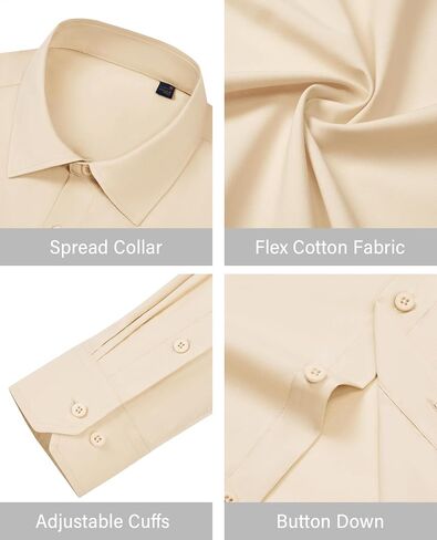 Mens Business Dress Shirt Long Sleeve Button Down Formal Shirt for Men Cotton Slim Fit Shirt for Wedding in Saudi Arabia