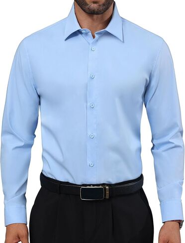 Mens Business Dress Shirt Long Sleeve Button Down Formal Shirt for Men Cotton Slim Fit Shirt for Wedding in Saudi Arabia