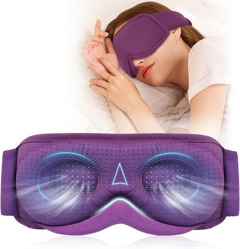 LC-dolida Sleep Headphones, 3D Sleep Mask Bluetooth Wireless, Sleeping Headphones for Side Sleepers Sleep Eye Mask Music Weighted Sleeping Mask Meditation Gifts for Men Women (Black) in Saudi Arabia