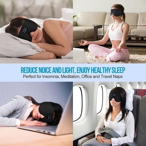 LC-dolida Sleep Headphones, 3D Sleep Mask Bluetooth Wireless, Sleeping Headphones for Side Sleepers Sleep Eye Mask Music Weighted Sleeping Mask Meditation Gifts for Men Women (Black) in Saudi Arabia