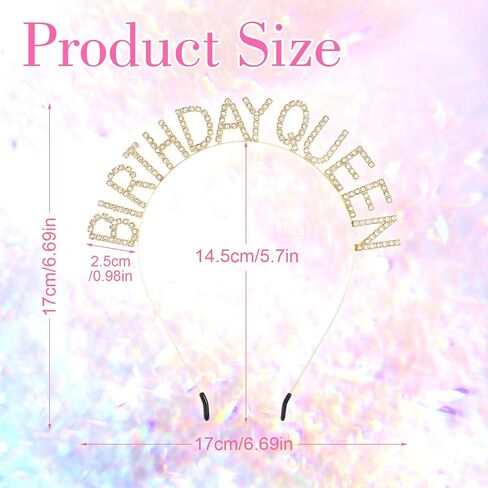 Birthday Queen Headband Birthday Queen Crown Gold Birthday Crown Birthday Tiara Bling Rhinestone Happy Birthday Accessories Birthday Headband for Women and Girls Christmas Party Decorations in Saudi Arabia