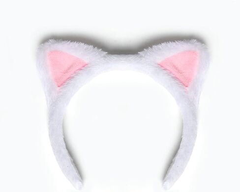 White Cat Ears Headband Hairband, Cute Animal Ears Headband, Soft Plush Cat Ear Headwear Hair Hoop for Halloween Cosplay Cat Costume Make Up Washing Face in Saudi Arabia
