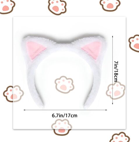 White Cat Ears Headband Hairband, Cute Animal Ears Headband, Soft Plush Cat Ear Headwear Hair Hoop for Halloween Cosplay Cat Costume Make Up Washing Face in Saudi Arabia