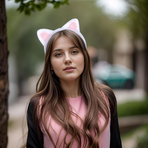 White Cat Ears Headband Hairband, Cute Animal Ears Headband, Soft Plush Cat Ear Headwear Hair Hoop for Halloween Cosplay Cat Costume Make Up Washing Face in Saudi Arabia