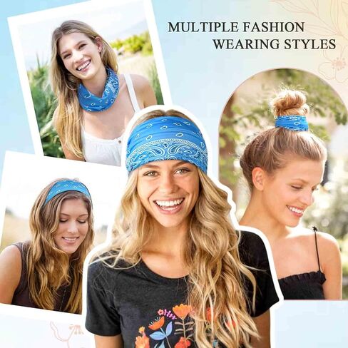 Wide Headbands for Women Knotted Head Bands for Women's Hair Stretch Bandana Headband No Slip Hair Bands Tie Dye Head Wraps Boho Hair Accessories Fit Workout Yoga 6 Pack in Saudi Arabia