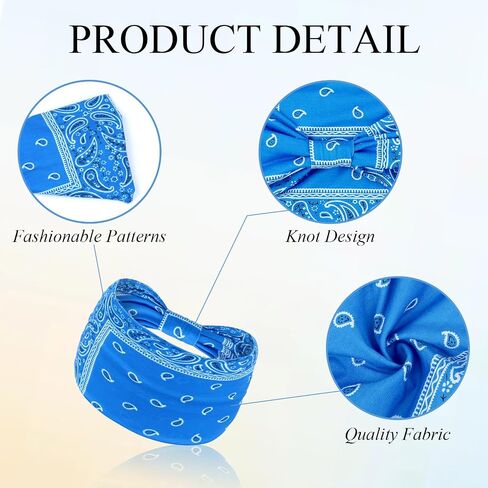 Wide Headbands for Women Knotted Head Bands for Women's Hair Stretch Bandana Headband No Slip Hair Bands Tie Dye Head Wraps Boho Hair Accessories Fit Workout Yoga 6 Pack in Saudi Arabia