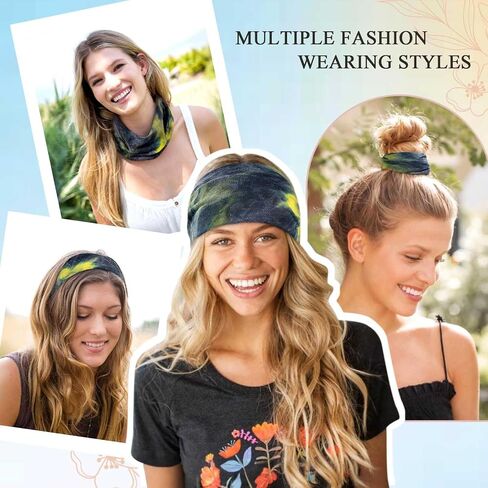Wide Headbands for Women Knotted Head Bands for Women's Hair Stretch Bandana Headband No Slip Hair Bands Tie Dye Head Wraps Boho Hair Accessories Fit Workout Yoga 6 Pack in Saudi Arabia