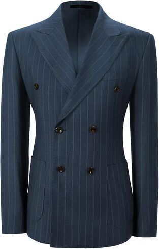 Mens Suit Jacket Stripes Casual Formal Blazer Double Breasted Lightweight Men Sport Coats Long Sleeve Jacket in Saudi Arabia