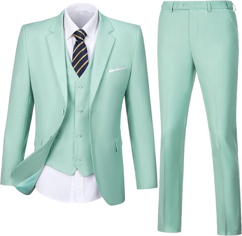 Mens Suit Solid Two Button Slim Fit Suit Set for Wedding Formal Business Suit Men 3 Piece Suit Blazer Vest Pants Set in Saudi Arabia