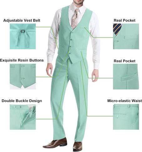 Mens Suit Solid Two Button Slim Fit Suit Set for Wedding Formal Business Suit Men 3 Piece Suit Blazer Vest Pants Set in Saudi Arabia