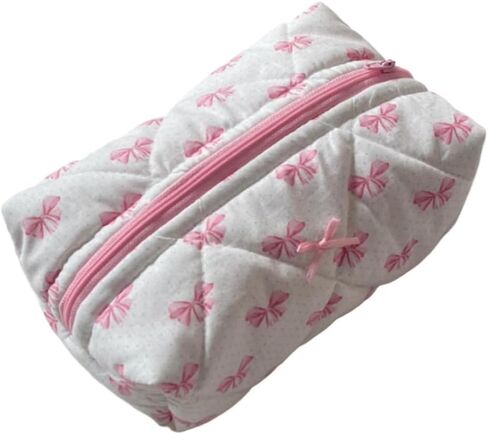 حقيبة مكياج Coquette Bow Y2k حقيبة مكياج مبطنة لطيفة حقيبة صغيرة لمستحضرات التجميل من Preppy زهرية حقيبة منظم أدوات الزينة (ربطة عنق وردية) in Kuwait