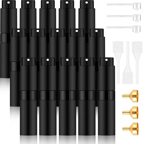 Beieverluck 15 Pieces 8ML Travel Perfume Atomizer Refillable Perfume Bottle Portable Cologne Sprayer for Perfume Women Men, Black in Kuwait