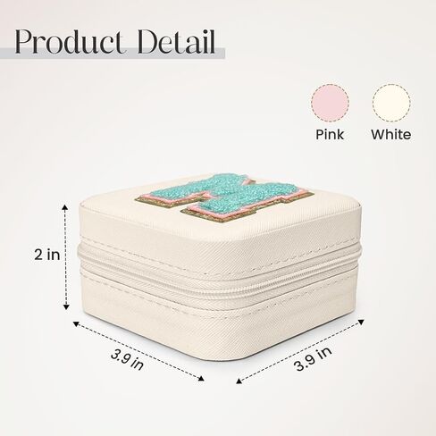 SANDJEST Personalized Jewelry Box, Pink Travel Jewelry Box with Initial A, Small Monogrammed Jewelry Case Organizer for Girls Women Teen Kids, Mini Travel Essentials Gifts for Birthday Christmas in Kuwait
