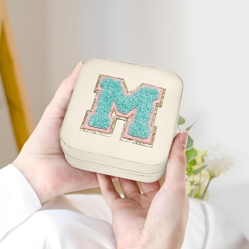 SANDJEST Personalized Jewelry Box, Pink Travel Jewelry Box with Initial A, Small Monogrammed Jewelry Case Organizer for Girls Women Teen Kids, Mini Travel Essentials Gifts for Birthday Christmas in Kuwait