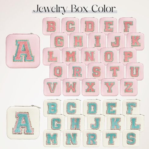 SANDJEST Personalized Jewelry Box, Pink Travel Jewelry Box with Initial A, Small Monogrammed Jewelry Case Organizer for Girls Women Teen Kids, Mini Travel Essentials Gifts for Birthday Christmas in Kuwait