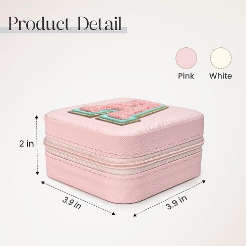 SANDJEST Personalized Jewelry Box, Pink Travel Jewelry Box with Initial A, Small Monogrammed Jewelry Case Organizer for Girls Women Teen Kids, Mini Travel Essentials Gifts for Birthday Christmas in Kuwait