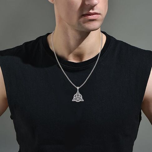 Eye of Horus/Fish Hook/Mask/Scorpion/Trident/Arrow/Star of David/Anchor/Boxing Necklace for Men Sterling Silver Gold Plated Celtic Knot Pendant Punk Gothic Religious Jewelry Gifts for Men in Saudi Arabia