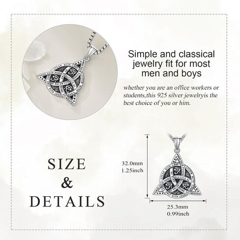 Eye of Horus/Fish Hook/Mask/Scorpion/Trident/Arrow/Star of David/Anchor/Boxing Necklace for Men Sterling Silver Gold Plated Celtic Knot Pendant Punk Gothic Religious Jewelry Gifts for Men in Saudi Arabia