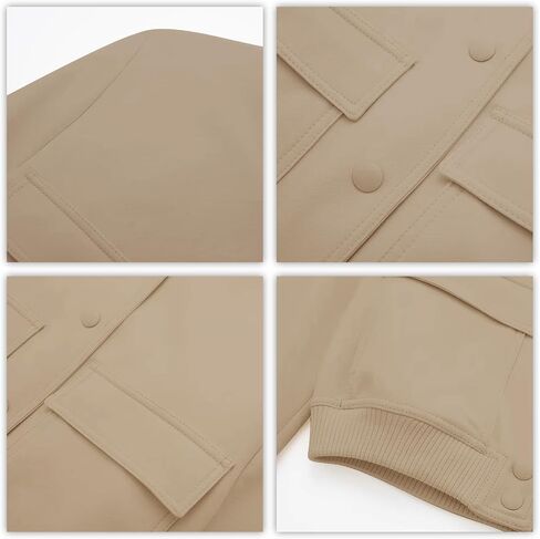 Womens Cropped Jacket Button Down Varsity Jackets Trendy Shackts Bomber Jacket with Pockets in Saudi Arabia