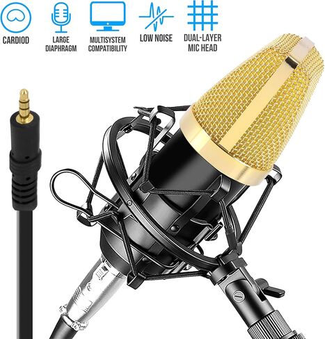 Pyle PDMIC71 Condenser Microphone Bundle, 3.5 mm Recording Microphone, Shock Mount Plug and Play,Computer Microphone, Podcast, Recording, Studio Vocal, YouTube in Saudi Arabia