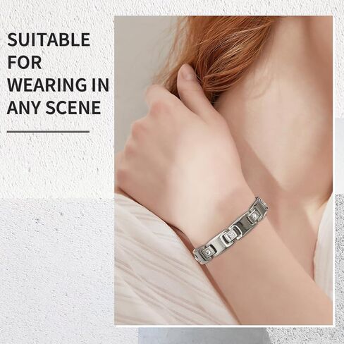 Women's Ultra Strength Magnetic Bracelet, Stainless Steel Magnetic Bracelets for Women, Adjustable Length with Sizing Tool Fashion Accessories, Therapy Jewelry with Gift Box in Kuwait