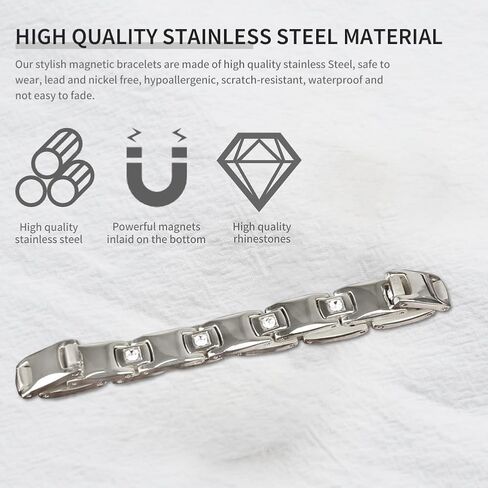 Women's Ultra Strength Magnetic Bracelet, Stainless Steel Magnetic Bracelets for Women, Adjustable Length with Sizing Tool Fashion Accessories, Therapy Jewelry with Gift Box in Kuwait