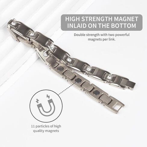 Women's Ultra Strength Magnetic Bracelet, Stainless Steel Magnetic Bracelets for Women, Adjustable Length with Sizing Tool Fashion Accessories, Therapy Jewelry with Gift Box in Kuwait