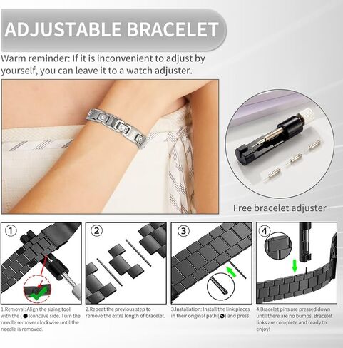 Women's Ultra Strength Magnetic Bracelet, Stainless Steel Magnetic Bracelets for Women, Adjustable Length with Sizing Tool Fashion Accessories, Therapy Jewelry with Gift Box in Kuwait