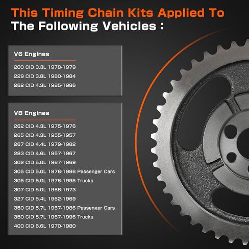 مجموعة سلسلة توقيت الأسطوانة المزدوجة متوافقة مع Chevy GMC 350 400 327 305 283 383 262 265 استبدال C-3023K C3023K مجموعة سلسلة توقيت المحرك sbc sb in Kuwait