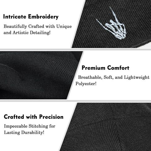 قبعات بيني متماسكة مطرزة رائعة، قبعة صغيرة لفصل الخريف والشتاء، قبعة منسوجة برسومات سوداء للنساء والرجال in Kuwait