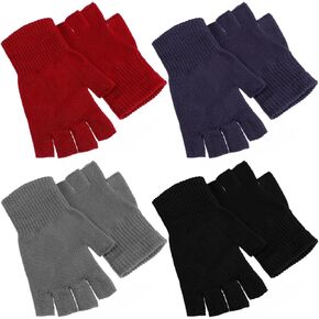 4 Pairs Fingerless Gloves for Women Half Finger Gloves Knitted Winter Typing Gloves for Women Kids in Kuwait