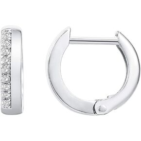 PAVOI 14K Gold Plated Sterling Silver Post Cubic Zirconia Huggie Earrings | Small Round Huggie Stud Fashion Hoop Earrings for Women in Gold Plating