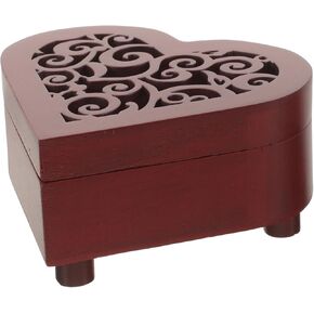 Empty Wood Box for Hand Crank Music Box Movement Heart Shaped Vintage Wood Carved Mechanism Musical Box Wind Up Music Box (No Mechanism)