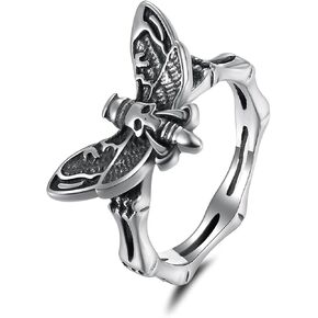 Stainless Steel Pubk Biker Skeleton Moth/Rhinoceros beetles Ring for Women Men