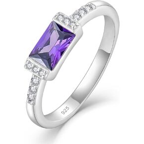 STARCHENIE Baguette Rings for Women 925 Sterling Silver Birthstone Ring Size 5-10
