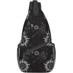 Men's Cross Chest Bag Diagonally(Symbols Black), Crossbody Shoulder Bag Travel Hiking Daypack for Women