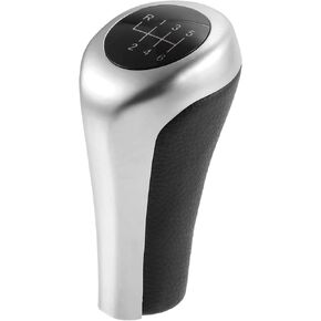 X AUTOHAUX 6 Speed Manual Gear Stick Shift Knob Transmission for BMW X1 E84 for BMW X3 E83 ABS Faux Leather Black Matte Silver Tone