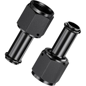 2Pcs 6AN Female to 3/8" Push Lock Hose Fitting End for Rubber Fuel Line, Black Hard Barb Aluminum Anodized Connector, Automotive Accessories Suitable for Vehicle Fuel Oil Line Modification
