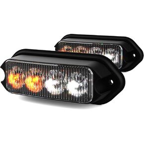 Surface Mount Emergency Strobe Lights with Sync Feature Aluminum Thick Style Amber White Warning Flashing Light for Trucks Police Motorcycle Vehicles