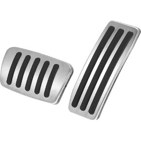 X AUTOHAUX 1 Set Anti Slip No Drilling Aluminum Alloy Brake and Gas Accelerator Pedal Covers Foot Pedal Pads for Cadillac SRX 2010-2016 Automatic Transmission Silver Tone