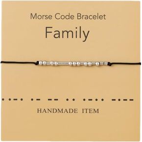 Fuqimanman2020 Morse code bracelet Adjustable stainless steel beads on Silk Cord hand-woven card bracelet Friend Family Encouragement jewelry for Women Men
